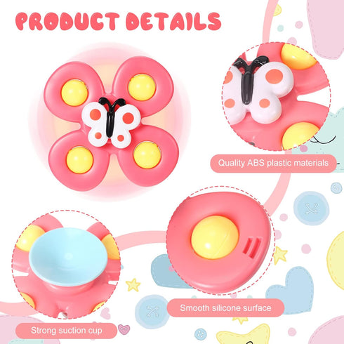 9 3 Leitee Pcs Suction Cup Toys Bath Toys Sensory Strong Suction Cup Toys Spinner Dimple Toy Birthday Gifts for Early