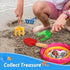 Anzmtosn Kids Metal Garden Tool Set, 4 Pack Sand Toy with Rake, Spade, Hoe, and Leaf Rake for Outdoor Gardening