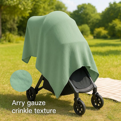 Set 2 Set, Muslin Swaddle Blankets of Green & Beige Baby Boy Blanket Breathable Muslin Baby Swaddles, Soft Receiving