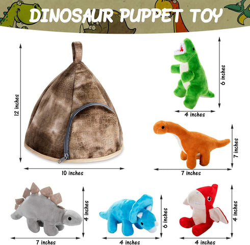 Set Set 5 Set PASSIONFRUIT Stuffed Toy Dinosaur Animal of Dino Stuff Toy for Toddlers with Volcano Zipper Carry Bag