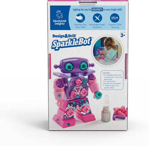 Educational Insights Design & Drill Sparklebot Robot Toy, 23-Piece STEM Set for Kids Ages 3+