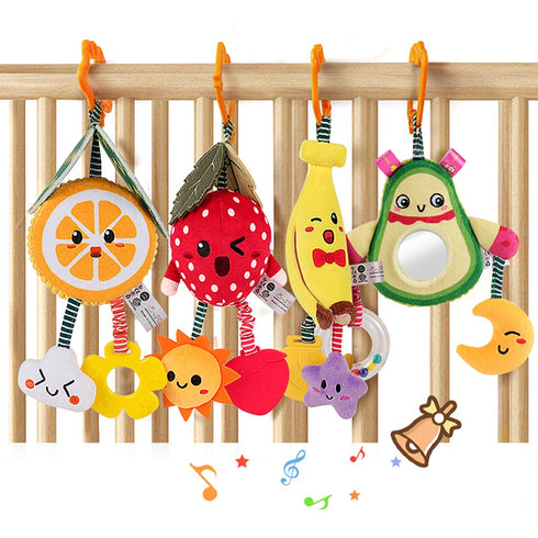 TUMAMA Baby Toys for 3 6 9 12 Months,Hanging Fruit Rattles Avocado,Banana,Orange