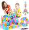 124PCS Magnetic Blocks Toys – Macaron Castle Magnetic Tiles Building Blocks Set for 3-7 Year Olds, STEM Educational
