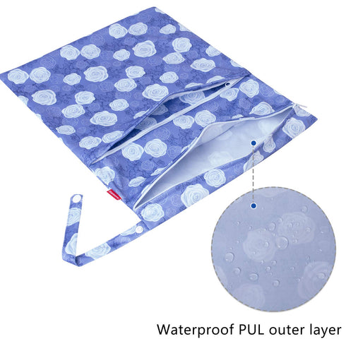 3Pcs Damero Wet Dry Bag for Cloth Diaper, Swimsuit, Clothes, Ideal for Travel, Exercise, Daycare, Roomy