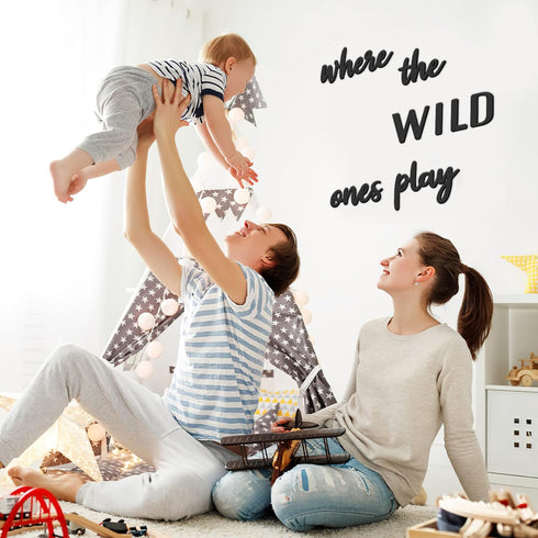 8 Xylolfsty Playroom Wall Decor, Where The Wild Ones Play Sign - Wooden Wall Art for Boys & Girls Toy Room, Toddler