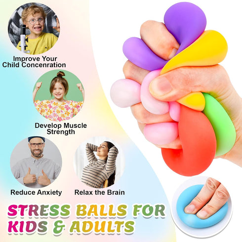 12 Pack Slow Rising Stress Ball,Stress Balls for Kids Adults,Stretchy Fidget Toys for Stress Relief,Hand Therapy