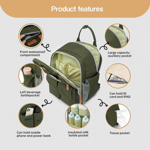 cutblajat Backpack 25L Diaper Bag Capacity with Changing Pad for Boys and Girls Essential Baby Stuff for Mom (Gray)