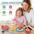 3 4 5 6 Wooden Play Kitchen Accessories - Pretend Play Food for Toddlers with Dishes Pots & Pans for Year Old, Cutting
