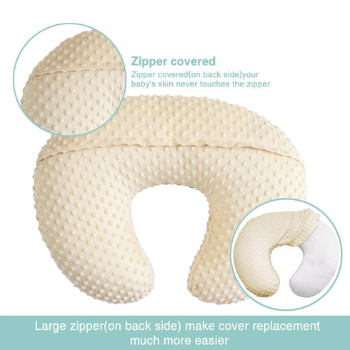 OWLOWLA Nursing Pillow Cover, Breastfeeding Pillow Slipcover Fits Nursing Pillow for Baby Boy Girl(Cream)