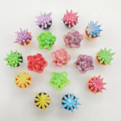Cayway Dollhouse Plant Miniature 16 PCS Artificial Plant Tiny Bonsai Model for Doll House Garden Decorations