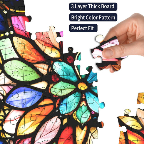 1000 1000 1:1 Impossible Jigsaw Puzzles for Adults Pieces-Stained Glass Puzzles Floral Hard Challenging Puzzles