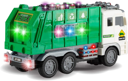 Zetz Brands Toy Garbage Truck for Kids, Battery Operated Automatic Bump & Go Car with 4D Lights and Sounds