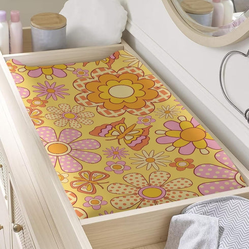 Hippie Flower Diaper Change Table Covers Soft Changing Pad Cover for Baby Washable Baby Nursery Diaper Changing Pad
