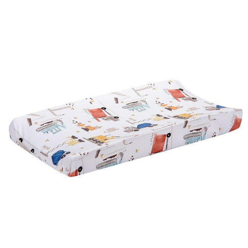 Bedtime Originals Construction Zone Changing Pad Cover, White/Trucks