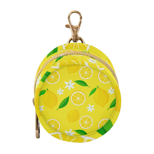Lemons Round Pacifier Storage Case with Zipper, Portable Pacifier Case for Travel,
