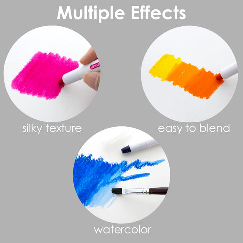 24 (24/Pack), 2-Packs BAZIC PRODUCTS Silky Gel Crayons Color, Washable Blendable Non Toxic Watercolor Crayon