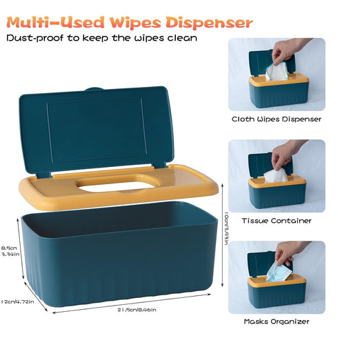 54 Packs Flannel Reusable Baby Wipes with Blue Wipes Dispenser, Reusable & Natural Skin-Friendly Cloth Baby Wipes, Body