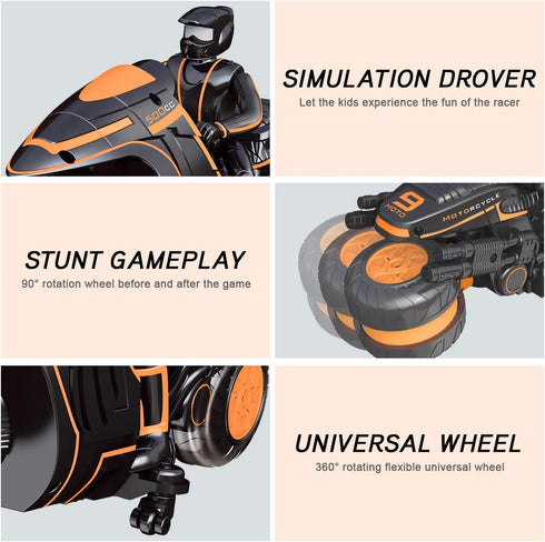 360 2WD 2.4Ghz Remote Control Motorcycles, Spinning Action Rotating Drift Stunt Motorbike High Speed Rc Motorbikes