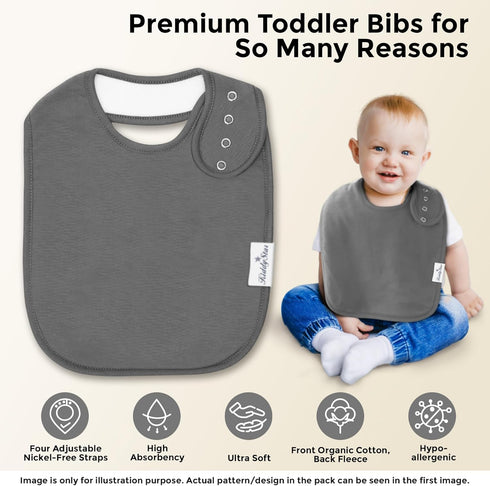 Organic Cotton Baby Bibs – Absorbent Drool Bibs with Snaps for Newborns & Toddlers