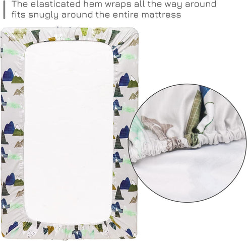 Pack Mini Crib Sheets Mountain N Play Sheets Soft Breathable Portable Playard Cover for Baby Boy