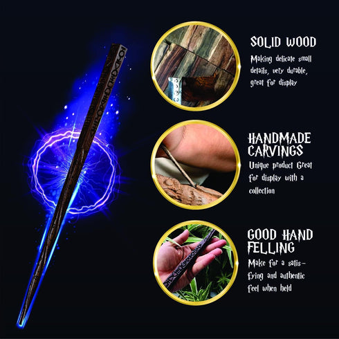 Handicraftviet Hand Carved Wooden Magic Wand, Collectible Cosplay Magical Gift for Halloween, 15 inch