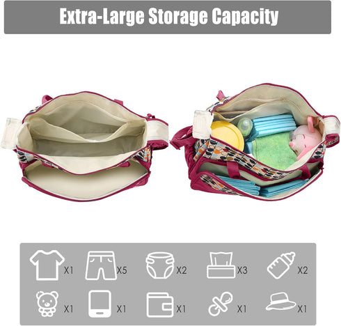 Diaper Bags Tote Set for Boys and Girls - Portable Nappy Changing Bags, Large 5PCS Travel Diaper Bag Set