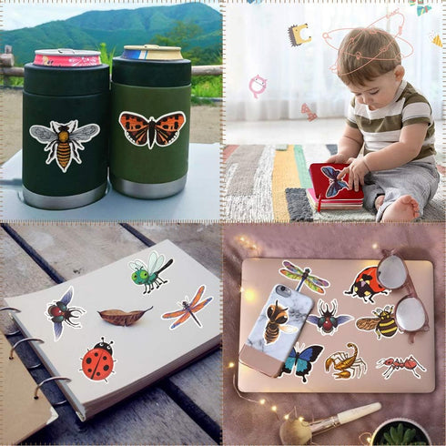 QTL Bug Stickers for Kids, Waterproof Vinyl Insect Stickers for Water Bottle Bug Party Favors, Pack of 50Pcs