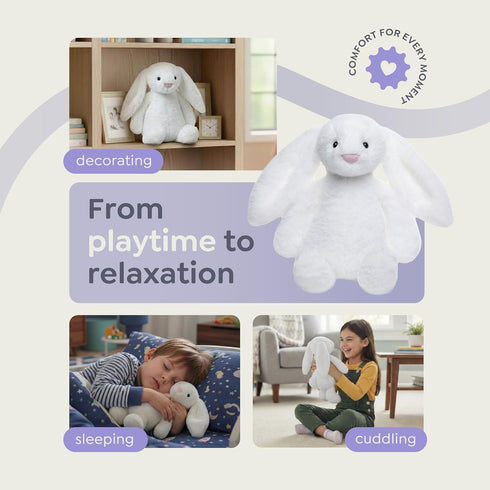 FREND White Bunny Stuffed Animal, Cute Plushies for Women and Kids, Soft Bunny and Rabbit Plush Toy Gift, Adorable