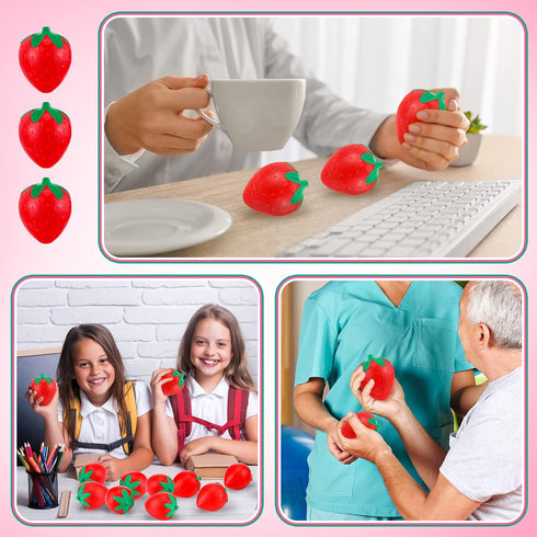50 2 Inch Geosar Pcs Strawberry Stress Balls Mini Foam Strawberry Stretchy Toys Fruit Party Favor Stress Relief Fidget