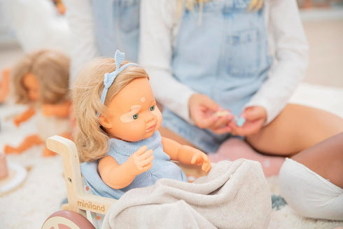 Miniland Doll 15'' Caucasian Girl with Vitiligo, Anatomically Correct Quality Toy Made in Spain