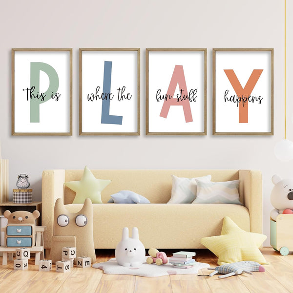 TQianJiang This Is Where The Fun Stuff Happens Kids Playroom Wall Art 11x16