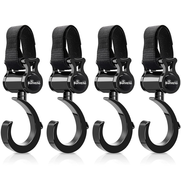 SUNVENO Stroller Hooks for Diaper Bag 4 Pack, Baby Travel Essential Heavy