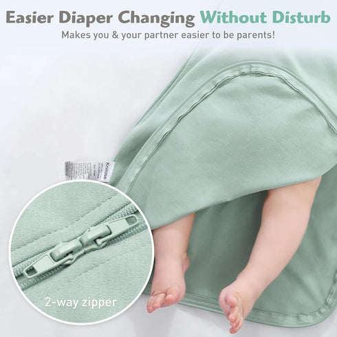 2 Pack 0-3 Organic Cotton Transitional Baby Swaddle Sleep Sacks Arms Up Length Sleeves Mitten Cuffs Months, Wearable