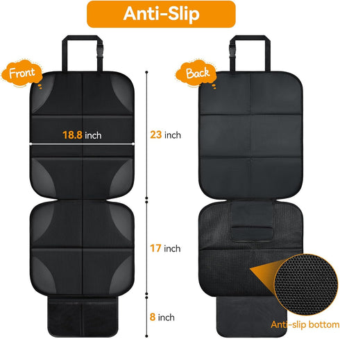 Musclez 600D 2 (Black-1pcs) Car Seat Protectors, Car Seat Covers Waterproof Fabric, Non-Slip Backing & Mesh Pockets
