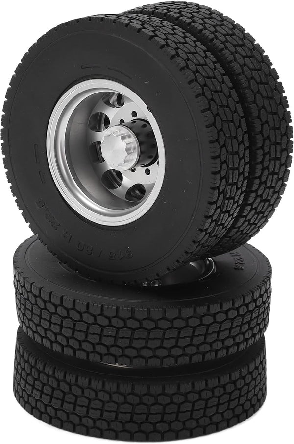 VGEBY 2pcs RC Rear Tires for 1/14 Trailer Truck, Strong Cushioning Performance, 7Mm RC Wheels and Tires