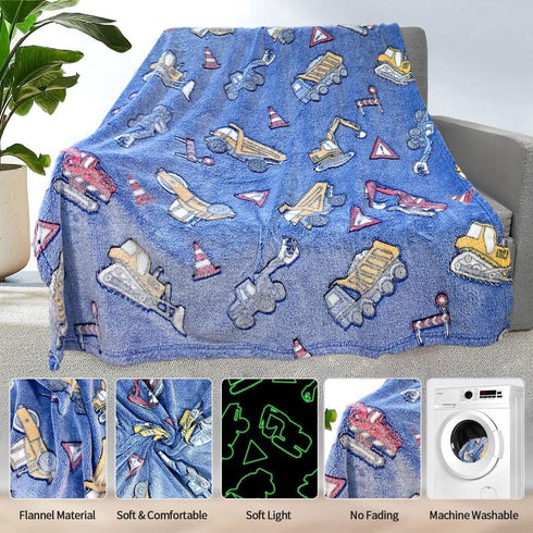 Tractor Blanket for Boys, Construction Car Blanket, Personalized Baby Blankets, 50"x 60"