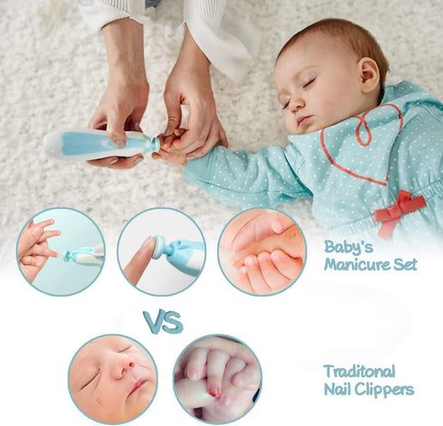 Baby Nail Trimmer File with Light, Safe Electric Nail Clippers Kit for Newborn Infant Toddler Kids Care