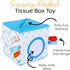 6-12 100% Quiggly Soft Fabric Tissue Box Toy for Babies- Montessori Sensory Development Toy for Month Olds - Cotton