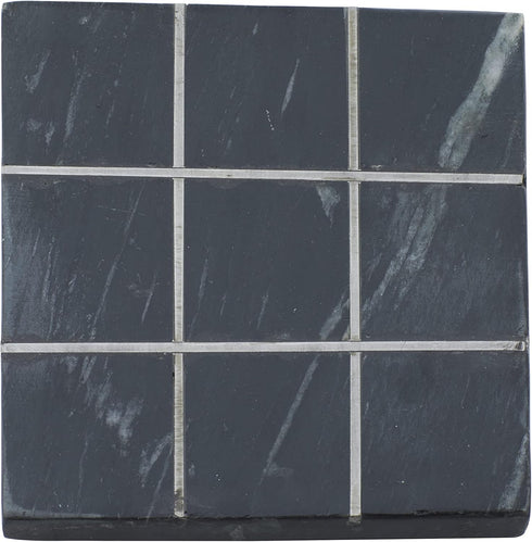 Deco 79 Marble Tic Tac Toe Game Set - 6" x 6" x 1" with Silver Inlay
