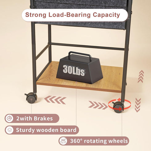 3-Tier 3+2 31" Rolling Baby Diaper Caddy Cart with Dividers & Locking Wheels, H Large Capacity Metal Frame Baby Storage