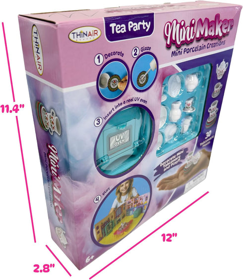 Set 30 6+ Mini Maker Tea Party Creations Paint Your Own Tea with UV Oven DIY Ceramic-Like Craft Kit for Girls Decorate