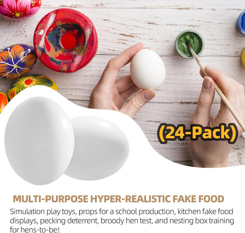 24 2 Dozen CALPALMY Pieces Hyper-Realistic White Wooden Eggs - Fake Easter Eggs for Painting, Decorating, Crafting