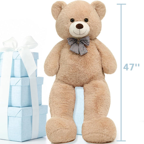 Toys Studio 47 Inch 4ft Big Teddy Bear Giant Teddy Bear Stuffed Animal Light Brown Plush Toy for Baby Shower Party