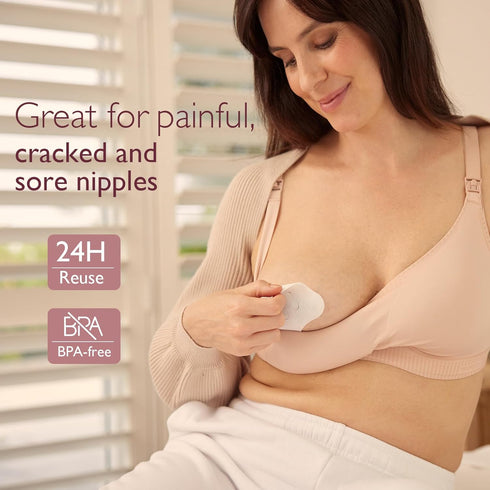 Momcozy 12 Hydrogel Nursing Pads, Nipple Pads with Lanolin Supports Instant Cooling Relief from Breastfeeding
