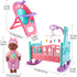 Set 21 Set deAO Black Baby Doll - Mobile, High Chair, Stroller & Feeding Accessories - Piece Play (Doll Included)