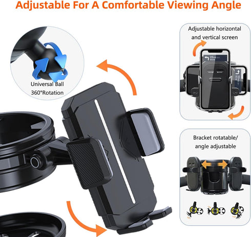 Elecphbo 4-in-1 360 Universal Stroller Cup Holder Adjustable Single/Double Cup & Phone Holder, Rotatable, Anti-Slip