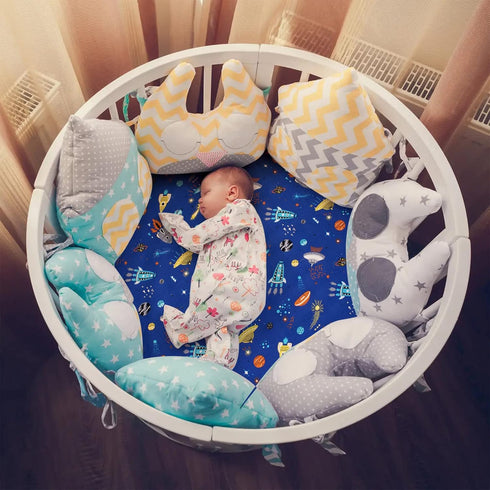 42 42 Cloele Round Stretchy Crib Sheet - Microfiber Space Fitted Sheet for X Mattresses Ultra Soft Round Fitted Sheet