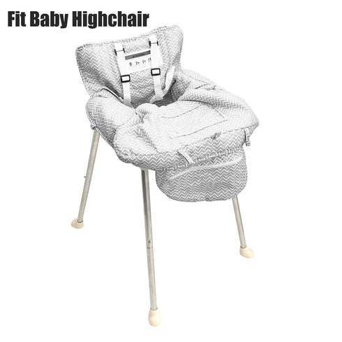 HIVVI 2-in-1 Portable Grocery Cart Seat Cover and Baby Highchair Cover (Gray Chevron)