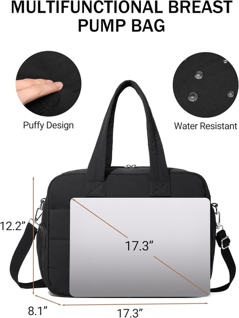 Quilted Diaper Tote with Laptop Compartment and Changing Pad