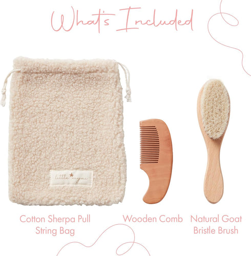 Baby Hair Brush Set – Soft Baby Brush Set for Newborns, Baby Comb and Brush Set Girl and Boy, Toddler Hair Brush and Toddler Comb - Baby Gift Set